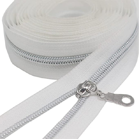 5 Aluminum Zippers 100 Yd Roll White